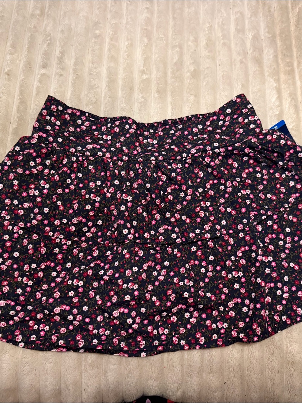 GAP Black Mini Skirt skort with Pink Floral Print